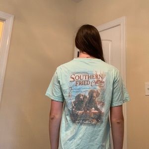 Blue/Green Southern Fried Cotton T-Shirt.
